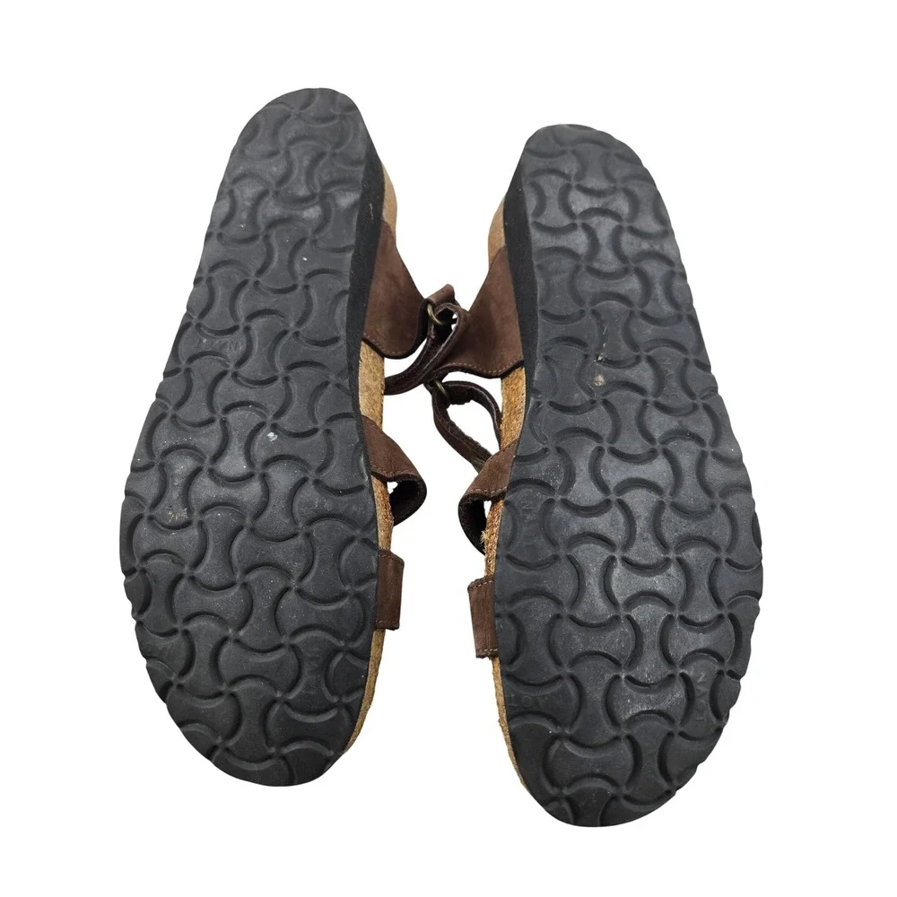 Naot Brown Leather Celtic Knot Wedge Sandals Womens 42 US 11-11.5 Made in Israel